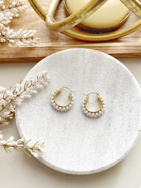 8394JE - Harlow Gold Filled Pearl Hoop Earrings