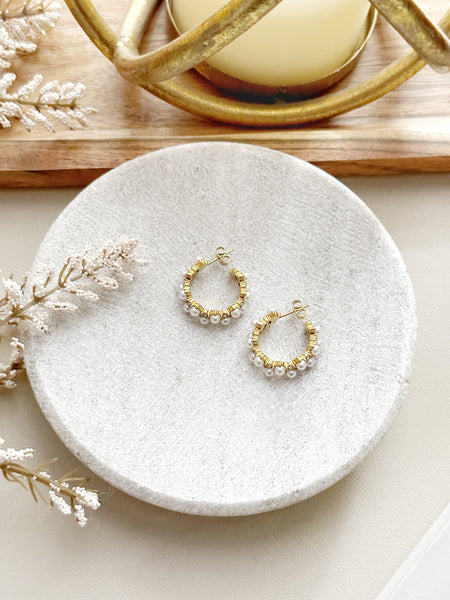 8393JE - Hillary Gold Filled Pearl Hoop Earrings
