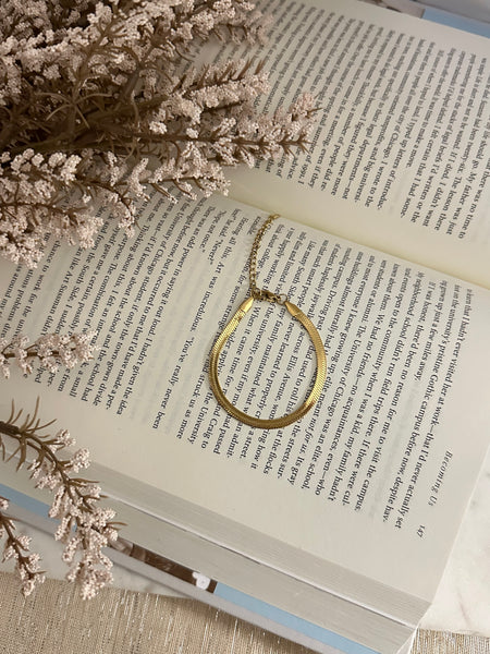 8854JB -  Thin Herringbone Chain Gold Filled Bracelet