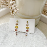 gold rainbow colored earrings