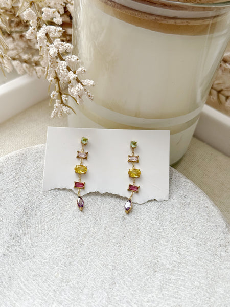 gold rainbow colored earrings