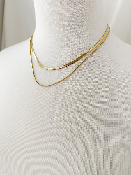8857JN -  Double Chain Herringbone Gold Filled Necklace