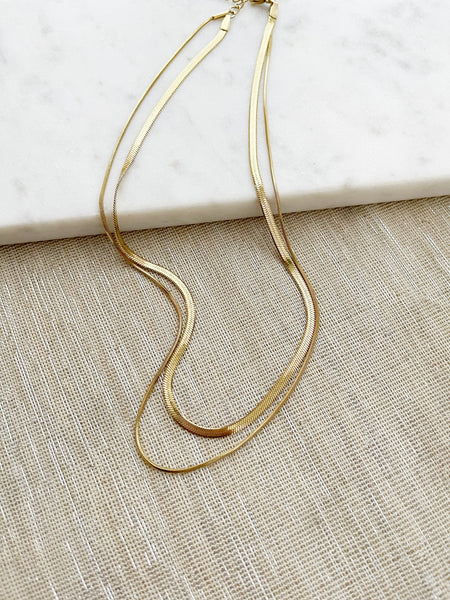 8857JN -  Double Chain Herringbone Gold Filled Necklace