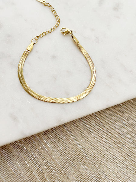 8854JB -  Thin Herringbone Chain Gold Filled Bracelet