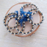 8001JB - Navy and Gray Pearl Bangles, Bridal Gift Set of 5
