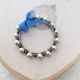 8001JB - Navy and Gray Pearl Bangles, Bridal Gift Set of 5