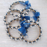 8001JB - Navy and Gray Pearl Bangles, Bridal Gift Set of 5