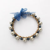 8001JB - Navy and Gray Pearl Bangles, Bridal Gift Set of 5
