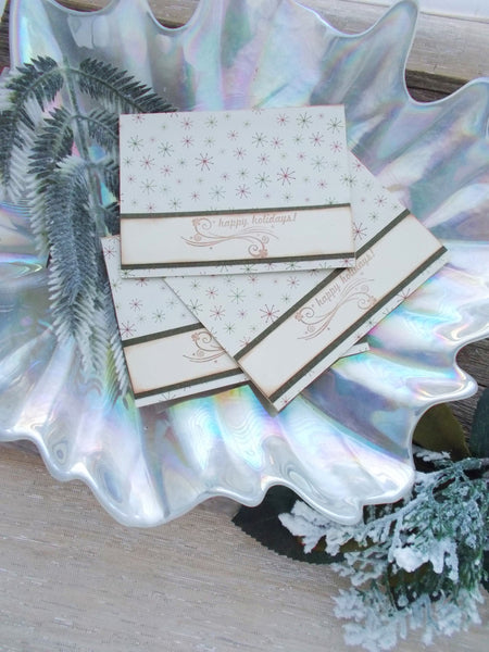 No. 042 - Red and Green Snowflake Christmas Cards - Set of 3