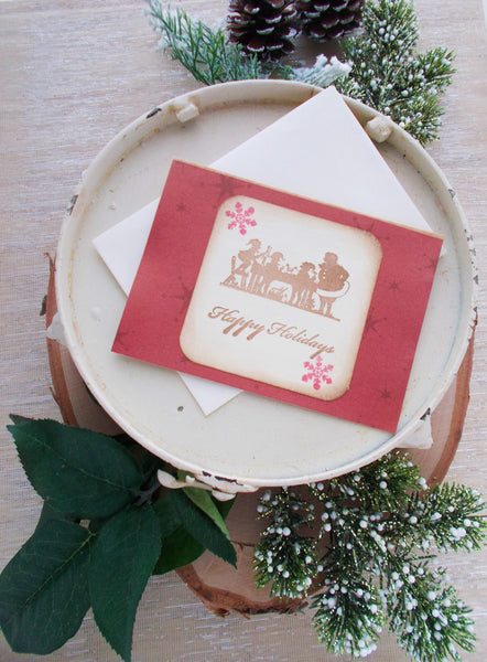 No. 043 -  Red Snowflake Christmas Cards, Set of 3