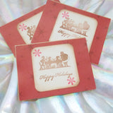 No. 043 -  Red Snowflake Christmas Cards, Set of 3