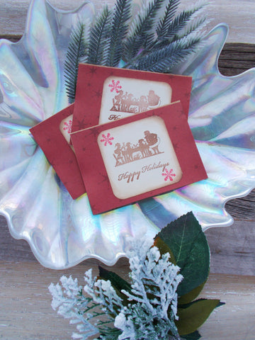No. 043 -  Red Snowflake Christmas Cards, Set of 3
