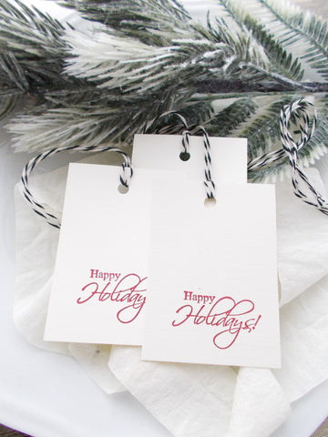 No. 146 - Happy Holidays Gift Tags, in Red - Set of 10