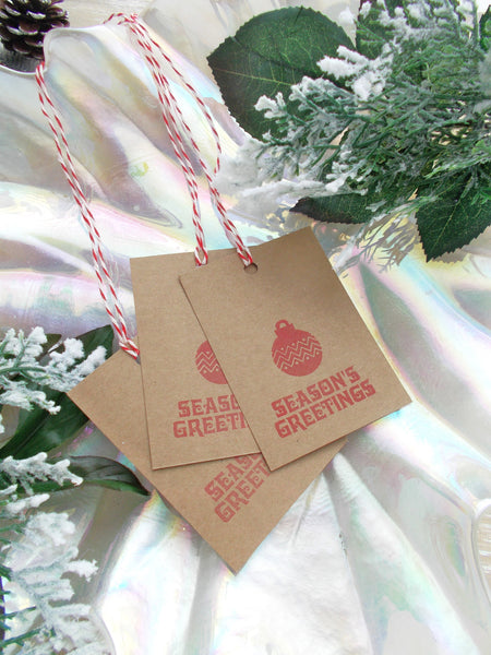No. 148 - Seasons Greeting Gift Tags, in Red - Set of 10