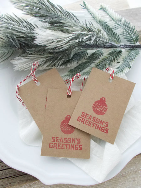 No. 148 - Seasons Greeting Gift Tags, in Red - Set of 10