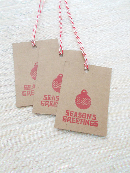 No. 148 - Seasons Greeting Gift Tags, in Red - Set of 10