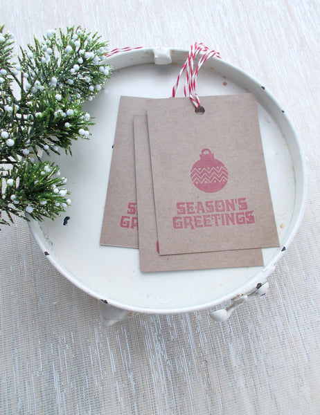No. 148 - Seasons Greeting Gift Tags, in Red - Set of 10