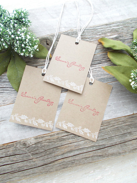 No. 153 - Holiday Gift Tags/Hand Stamped Gift Tags/Holiday Gift Tags - Set of 10