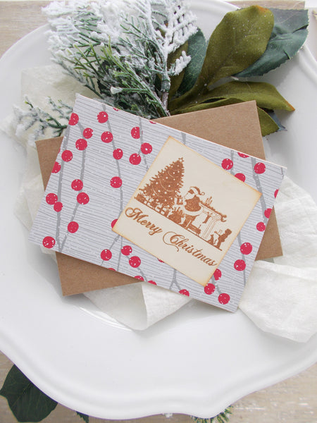 No. 155 - Holly Berry Holiday Card - Set of 3